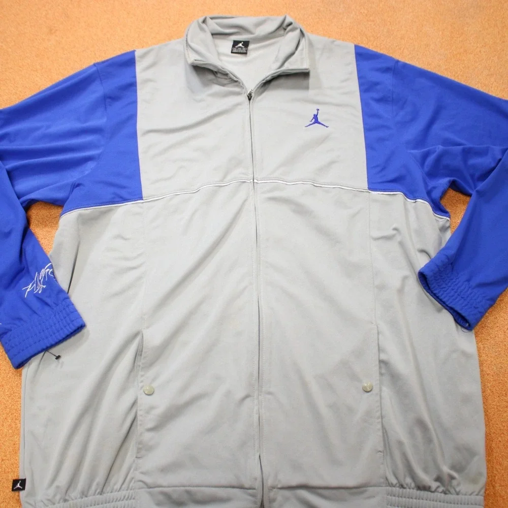 Air Jordan Flight Track Jacket Men 2XL Gray Blue Nike Color Block Y2K Retro